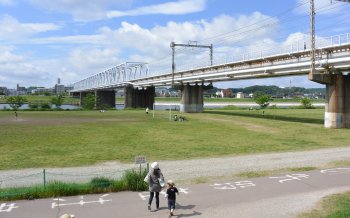 京王多摩川アンジェ近くの多摩川