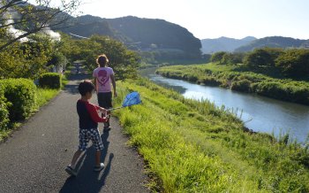 河内屋の近くの青野川